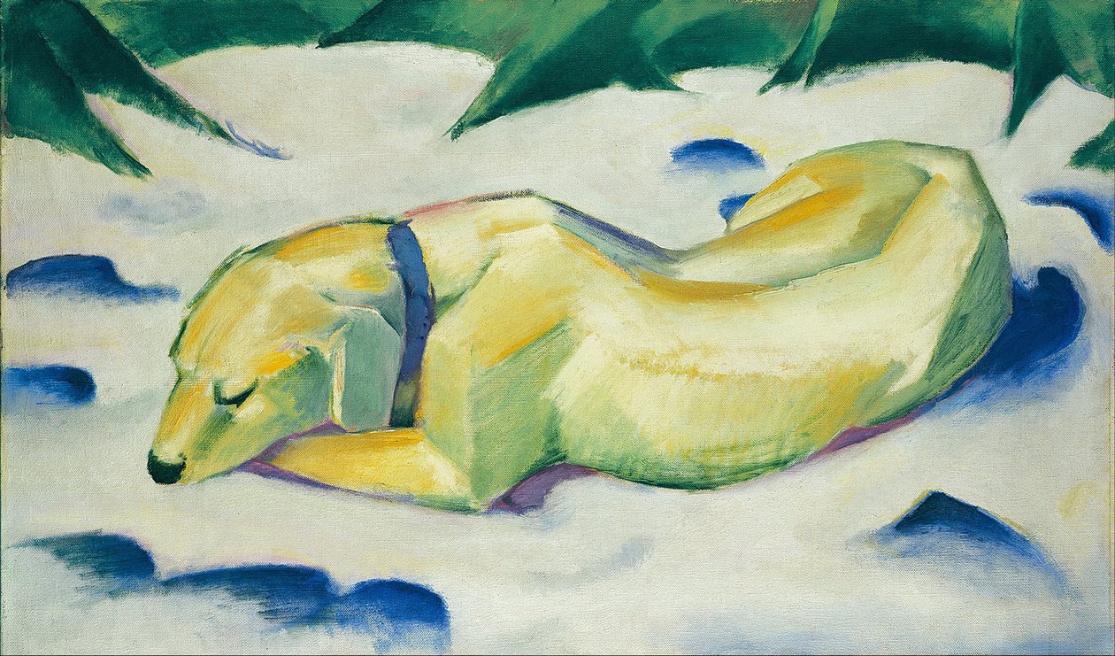 Chien couché dans la neige - Franz Marc