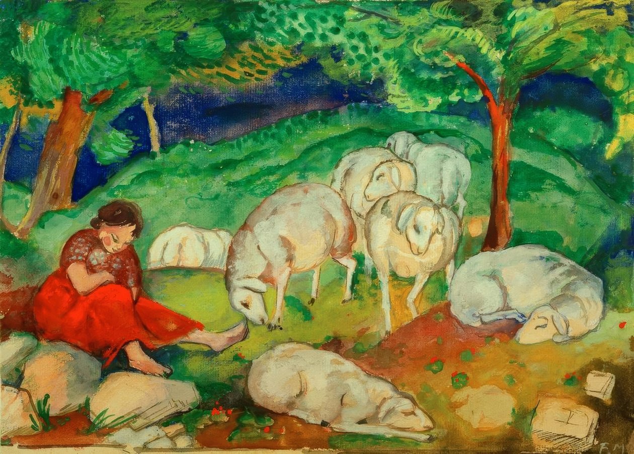 Bergère avec des moutons - Franz Marc