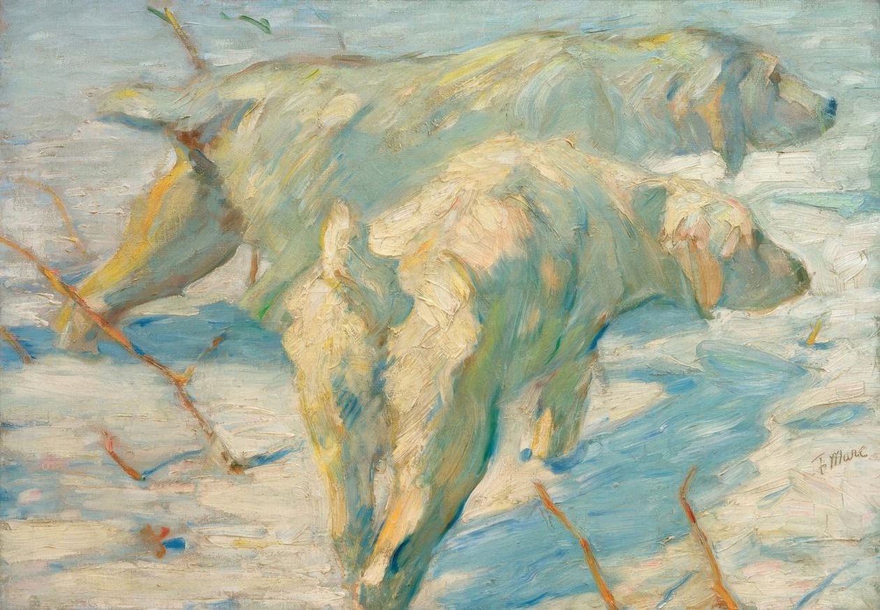 Chiens de berger sibériens (Chiens sibériens dans la neige) - Franz Marc