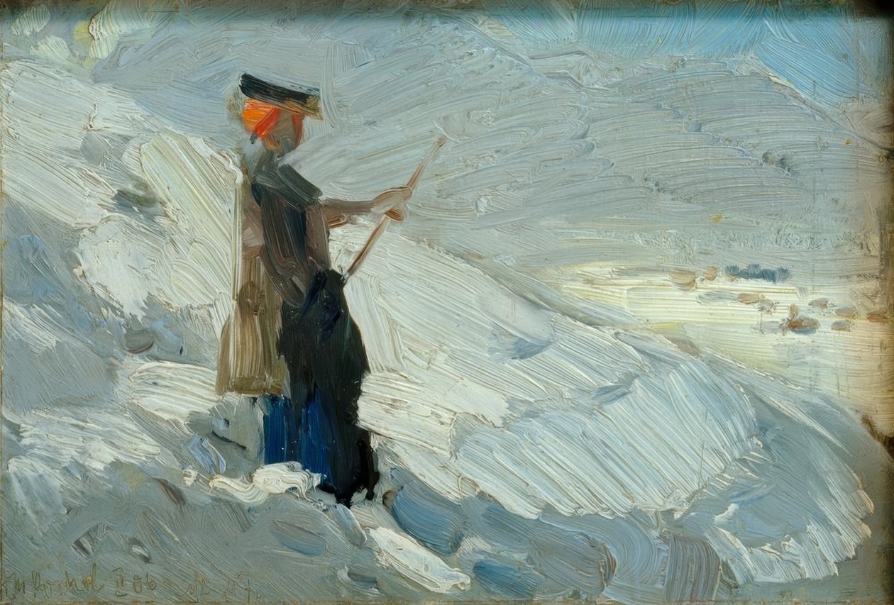 Femme debout dans un paysage d