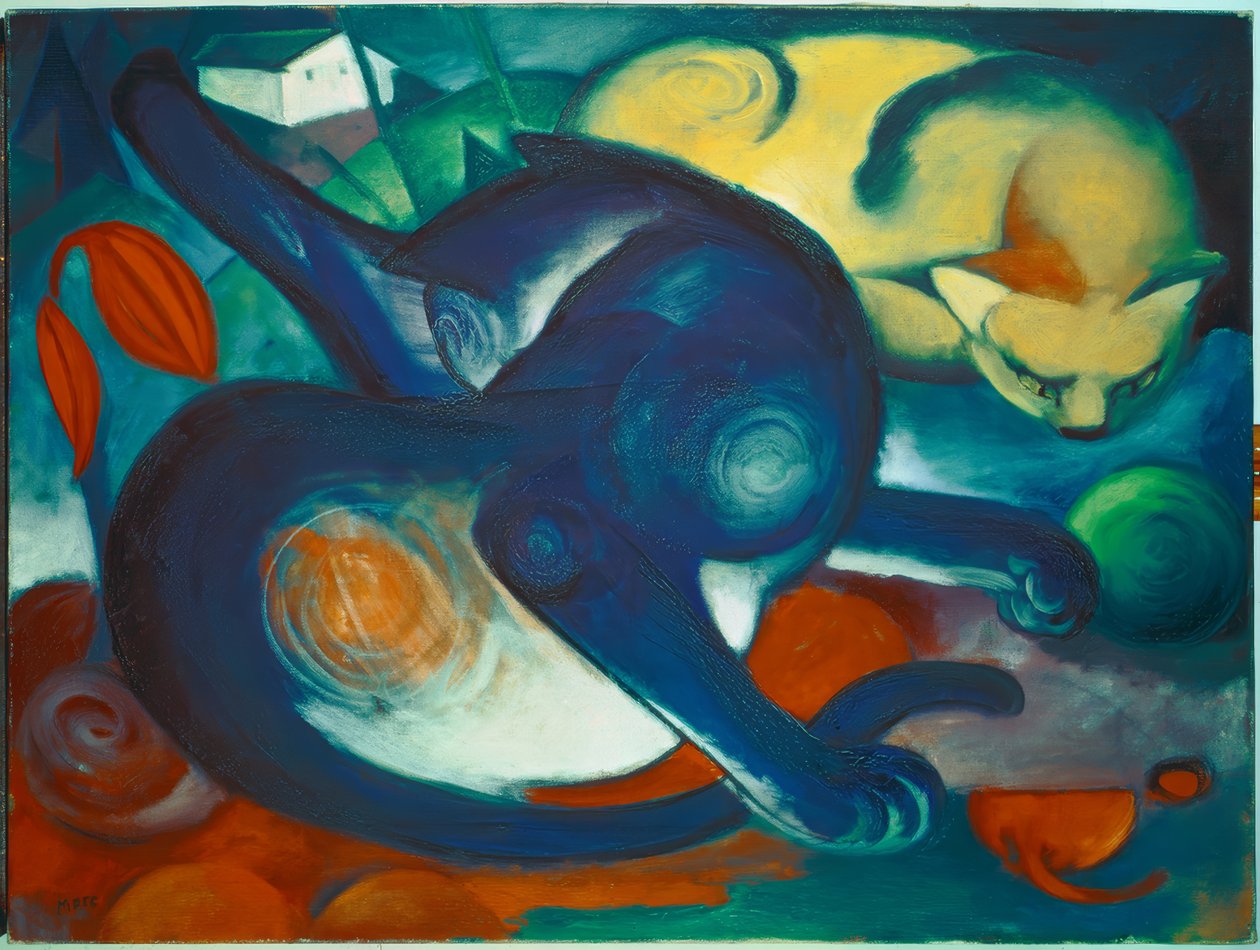 Deux chats, bleu et jaune - Franz Marc