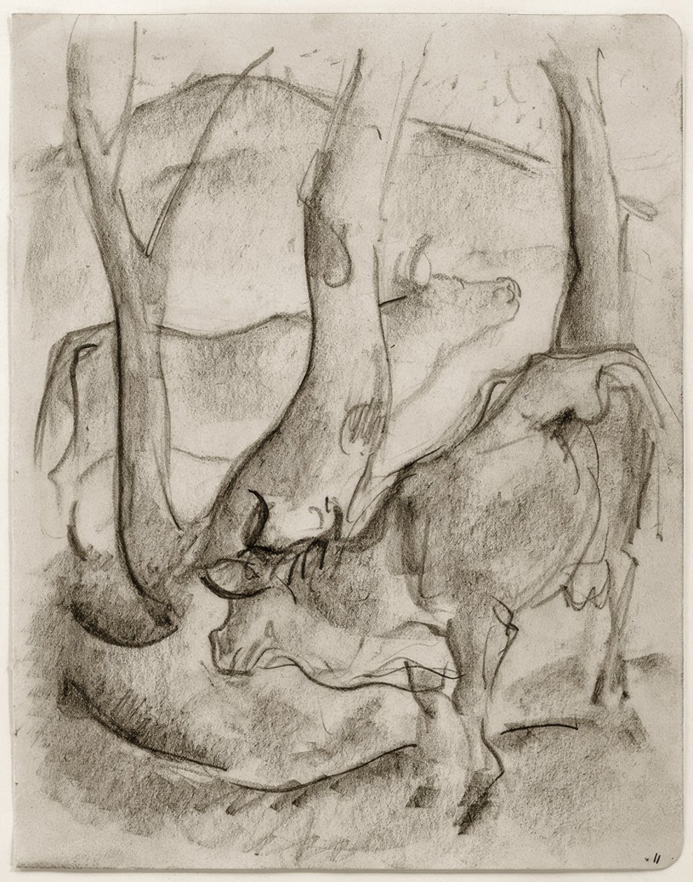 Deux vaches sous les arbres - Franz Marc