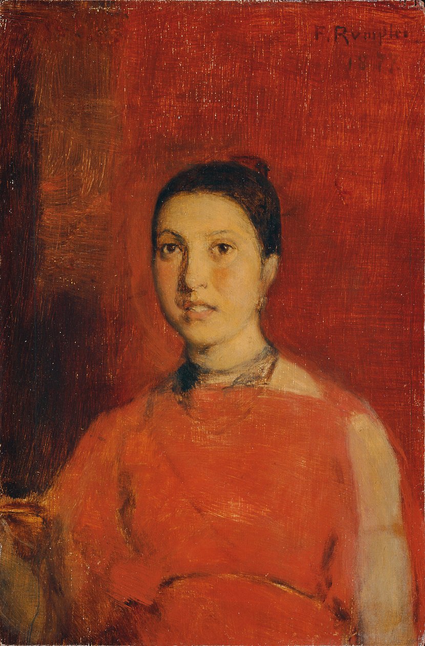 Fille en robe rouge - Franz Rumpler