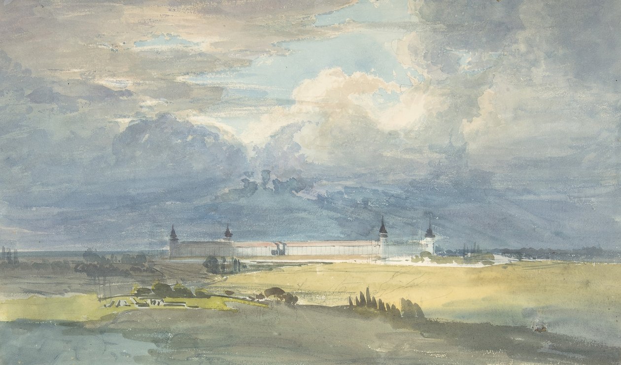 Paysage avec un grand bâtiment - Franz von Hauslab