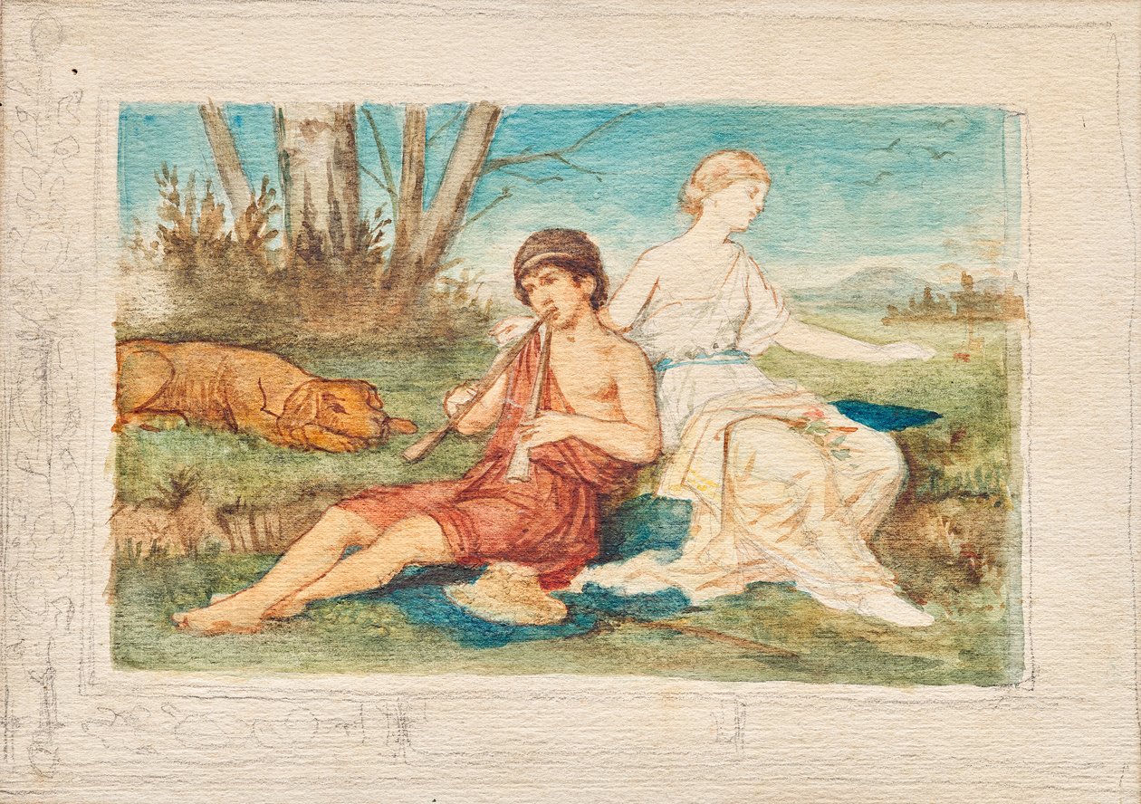 Garçon avec double flûte et muse - Franz von Matsch