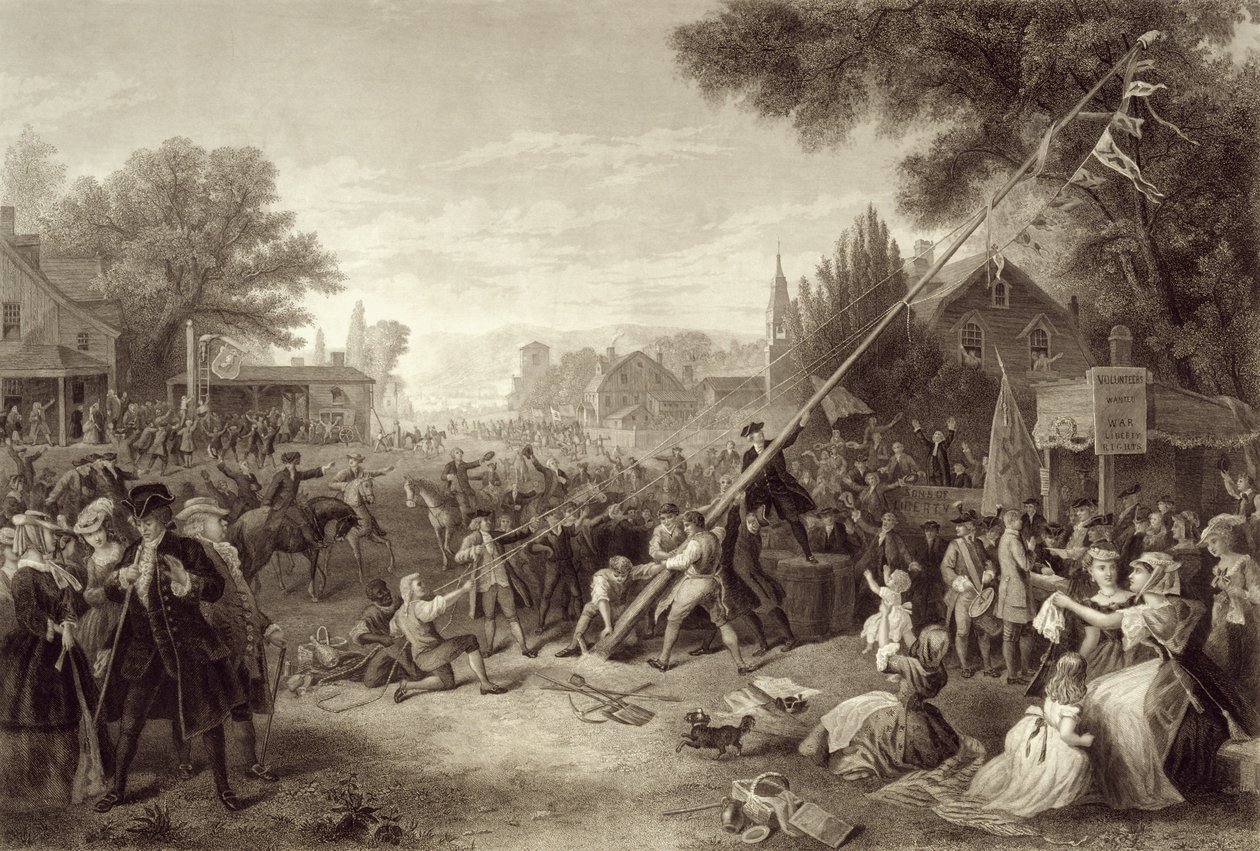 Érection du mât de la liberté, 1776, gravé par John C. McRae, 1875 - Frederic A. Chapman