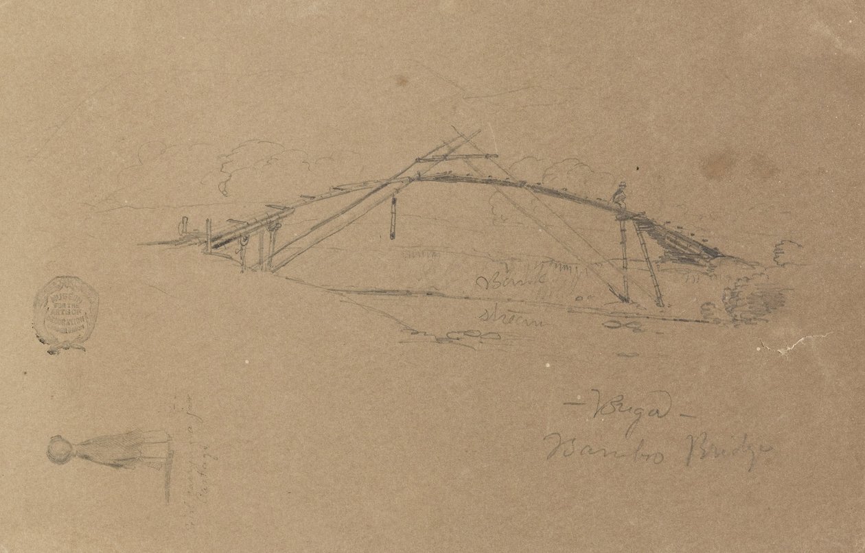 Pont de bambou à Buga, Colombie et fille portant une jarre, Cartago, Colombie - Frederic Edwin Church
