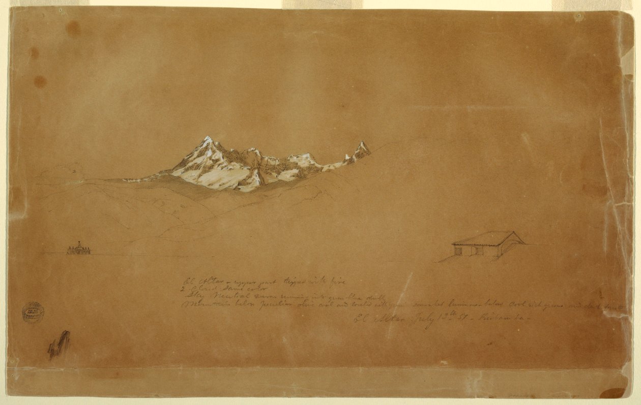 Dessin, Autel de la montagne, Équateur - Frederic Edwin Church