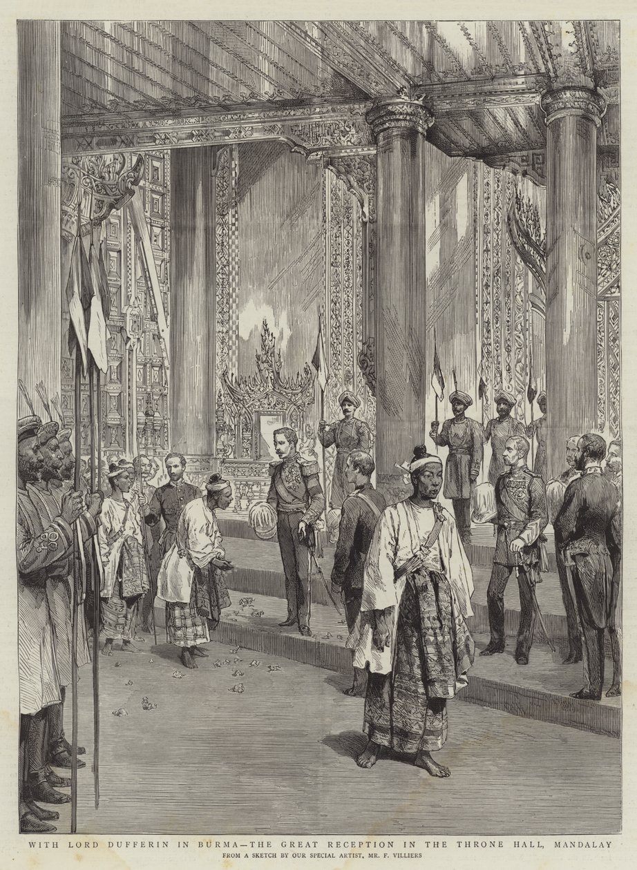 Avec Lord Dufferin en Birmanie, la grande réception dans la salle du trône, Mandalay - Frederic Villiers