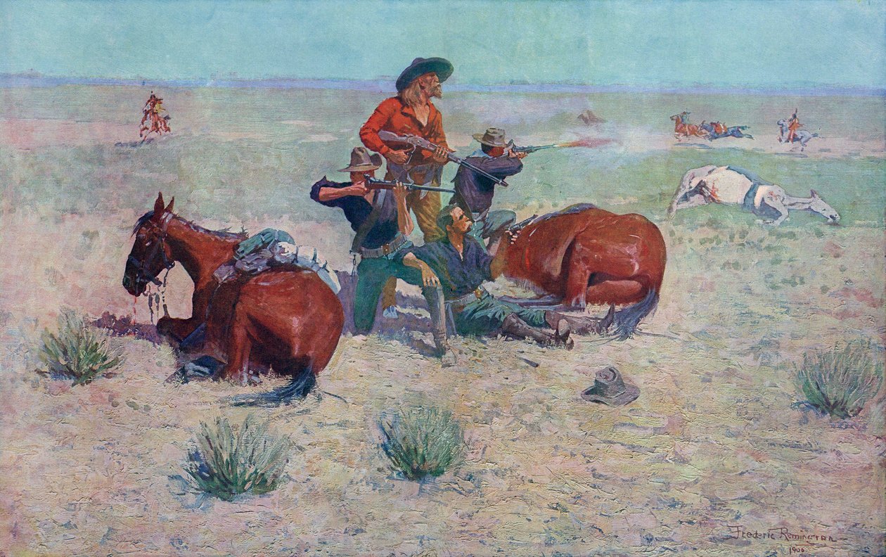Indiens attaquant des cowboys - Frederic (after) Remington