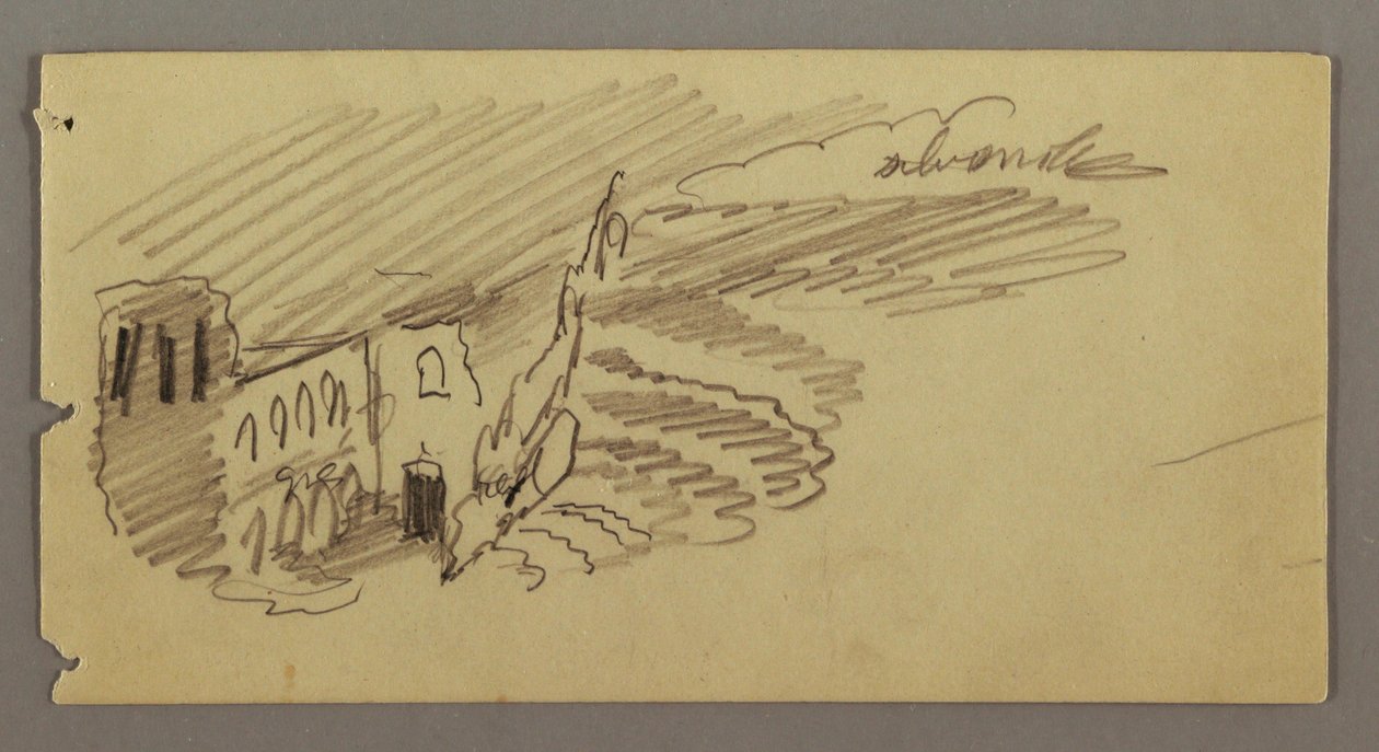 Dessin, bâtiment au clair de lune, peut-être 1869 - Frederic Edwin Church