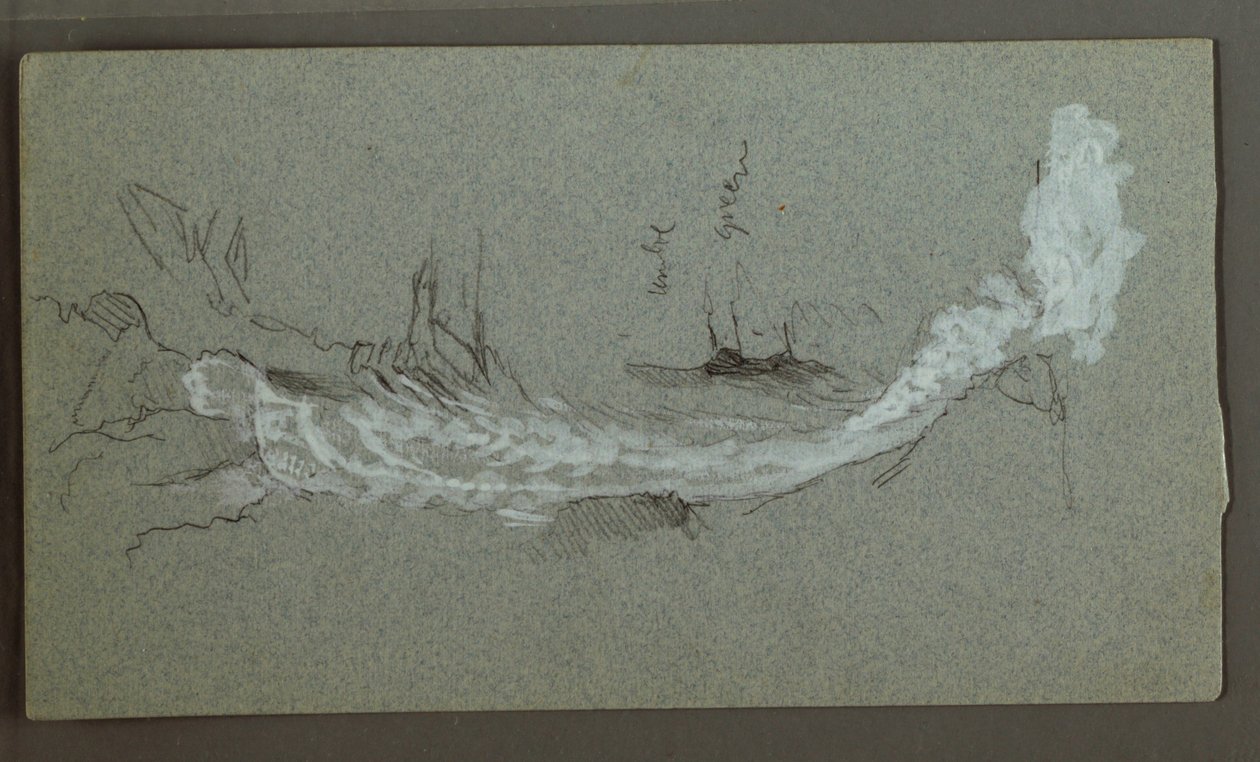 Dessin, Cascade, probablement Konigssee, Bavière, 1868 - Frederic Edwin Church