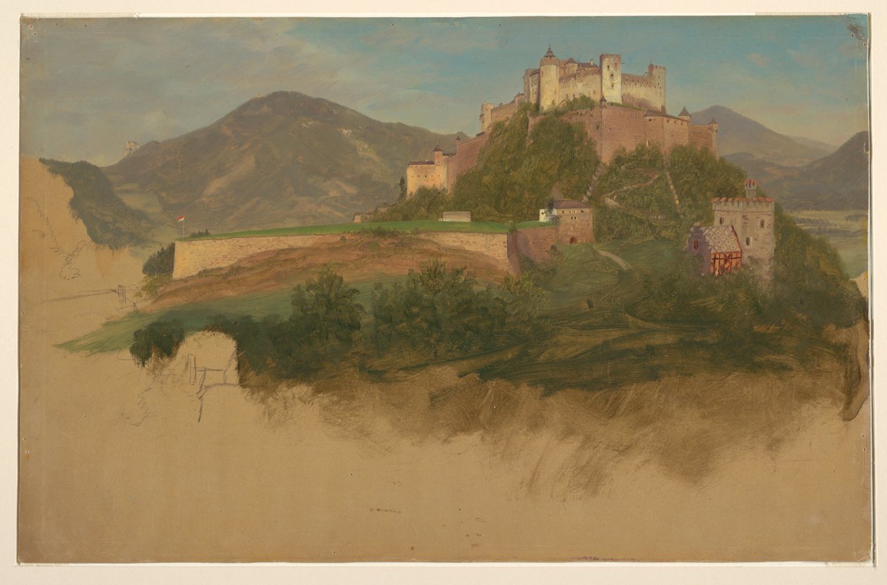 Dessin, château de Salzbourg, Autriche, 1868 - Frederic Edwin Church