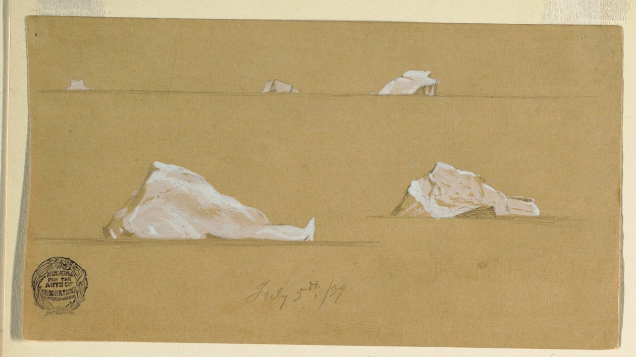 Dessin, icebergs flottants, 5 juillet 1859 - Frederic Edwin Church