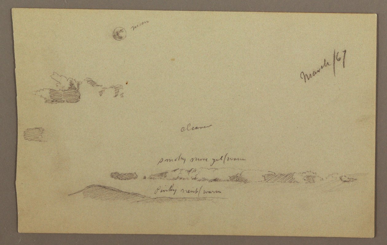 Dessin, pleine lune, nuages, années 1860 - Frederic Edwin Church