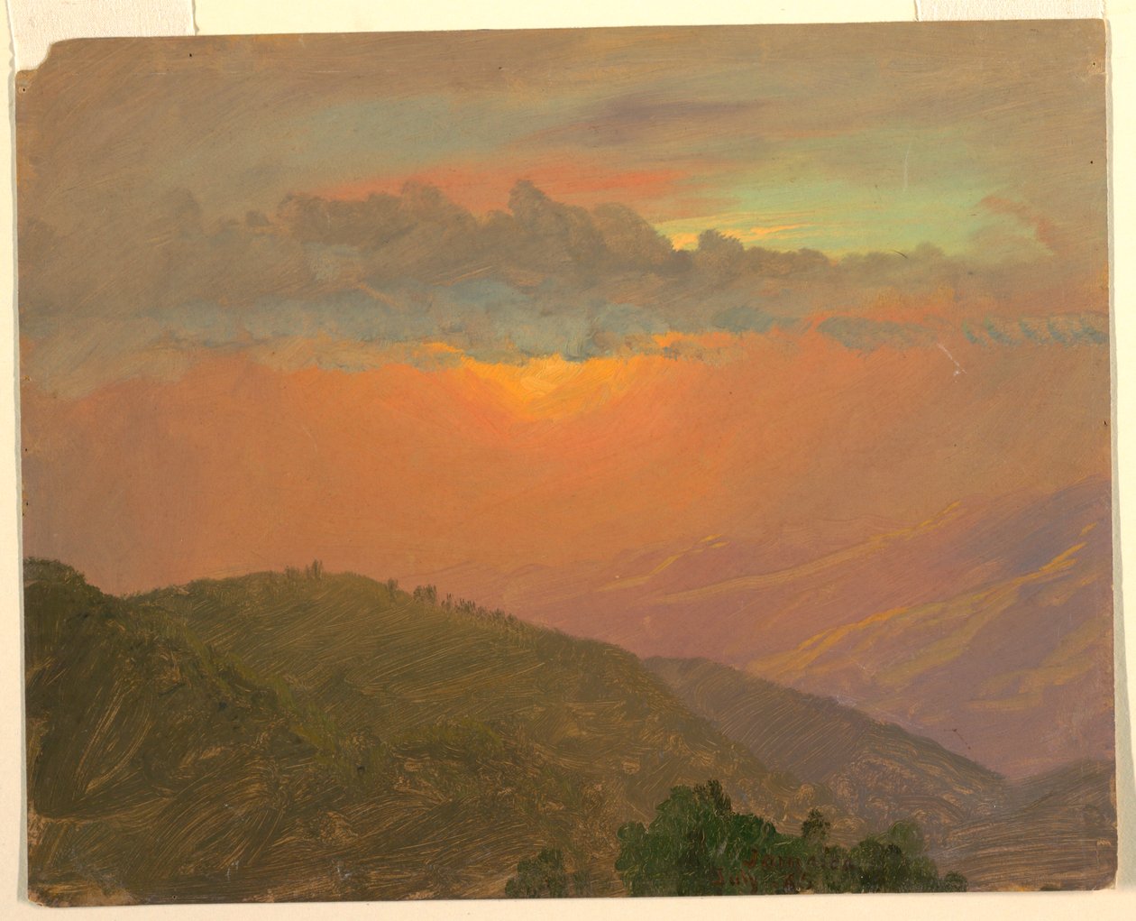 Dessin, colline au coucher du soleil, juillet 1865 - Frederic Edwin Church