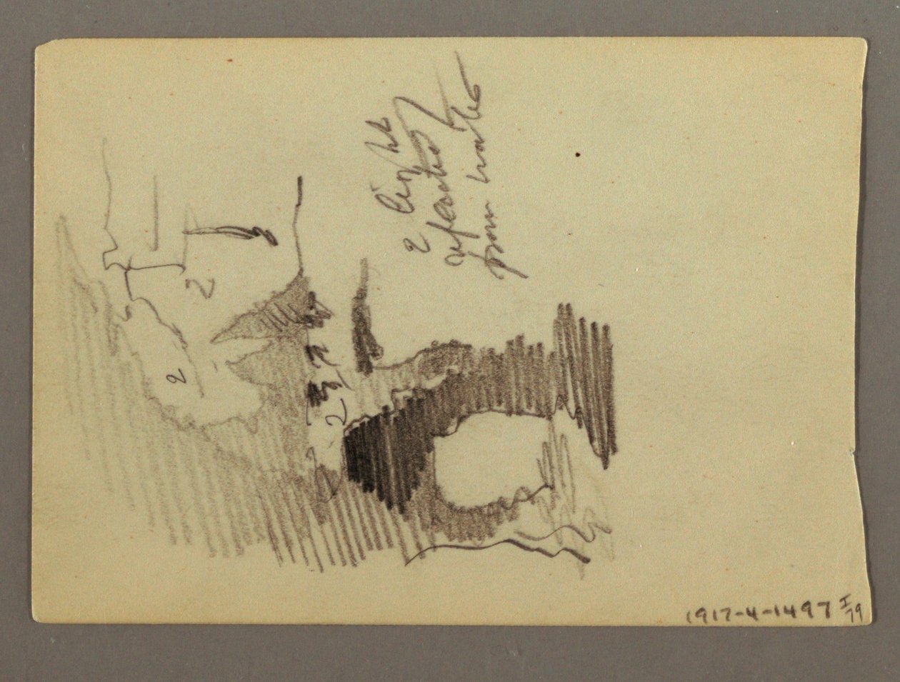 Dessin, Maisons sur la colline, peut-être 1868-69 - Frederic Edwin Church