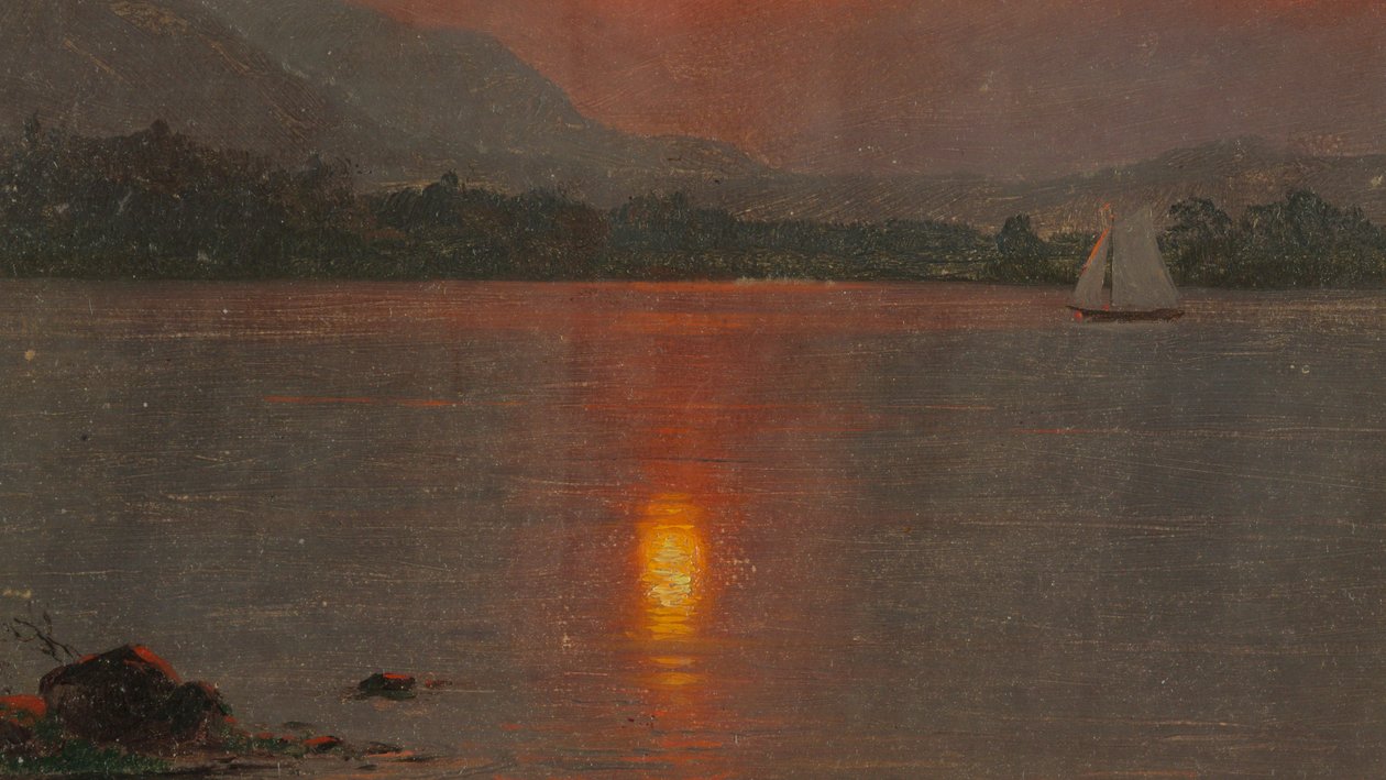 Dessin, lac Millinocket, coucher de soleil, 1870-80 - Frederic Edwin Church