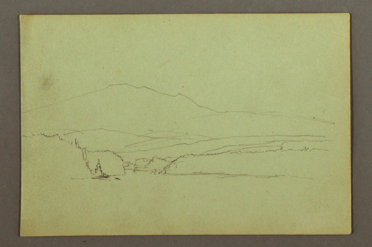 Dessin, lac, colline, peut-être 1856 - Frederic Edwin Church