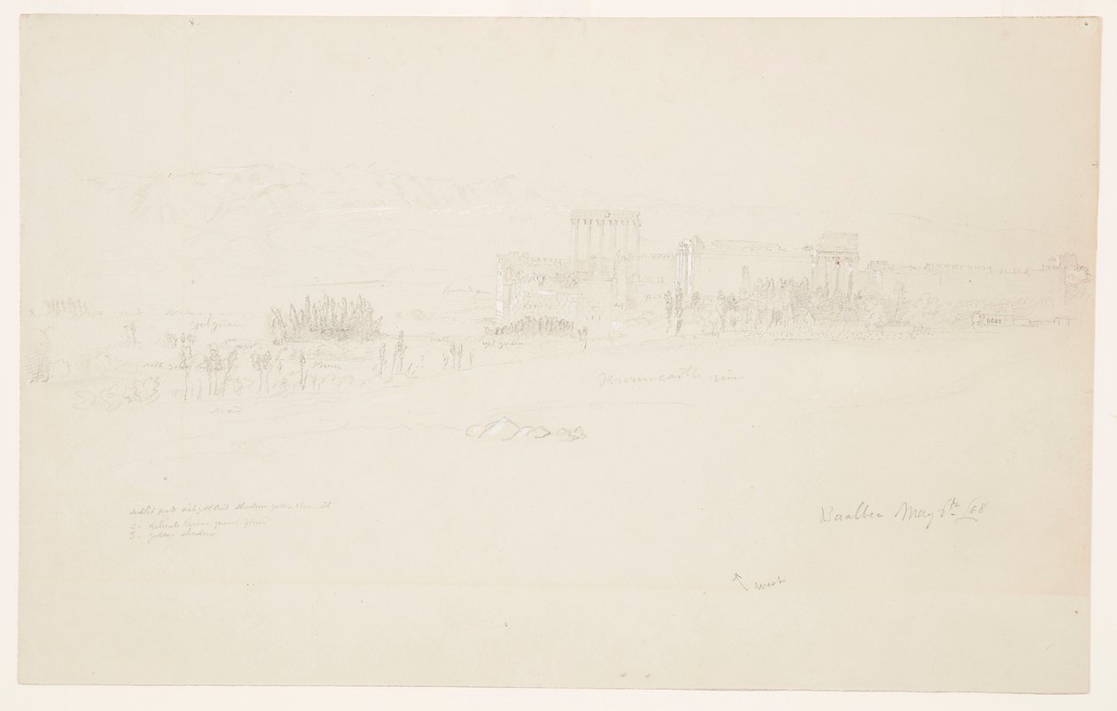 Dessin, Temples, Baalbek, 6 mai 1868 - Frederic Edwin Church