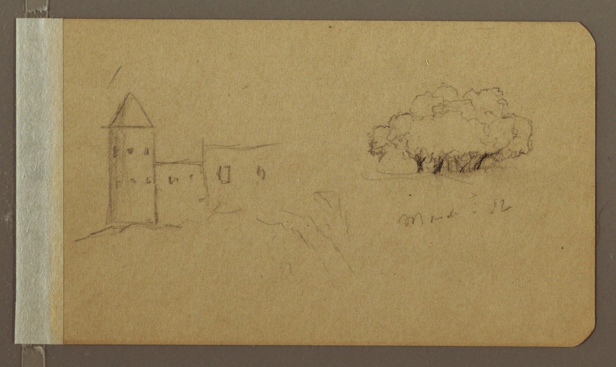 Dessin, tour, arbres, mars 1862 - Frederic Edwin Church