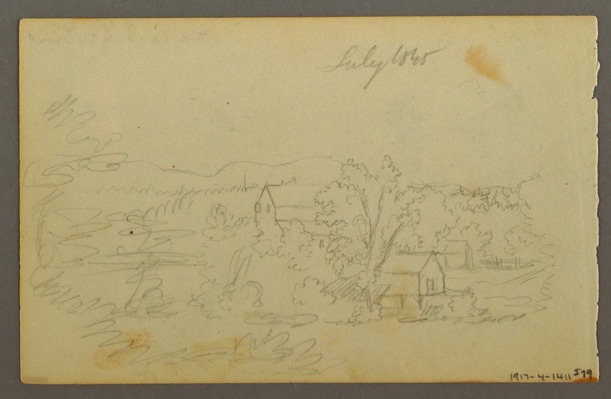 Dessin, arbres, vache, 1844 - Frederic Edwin Church