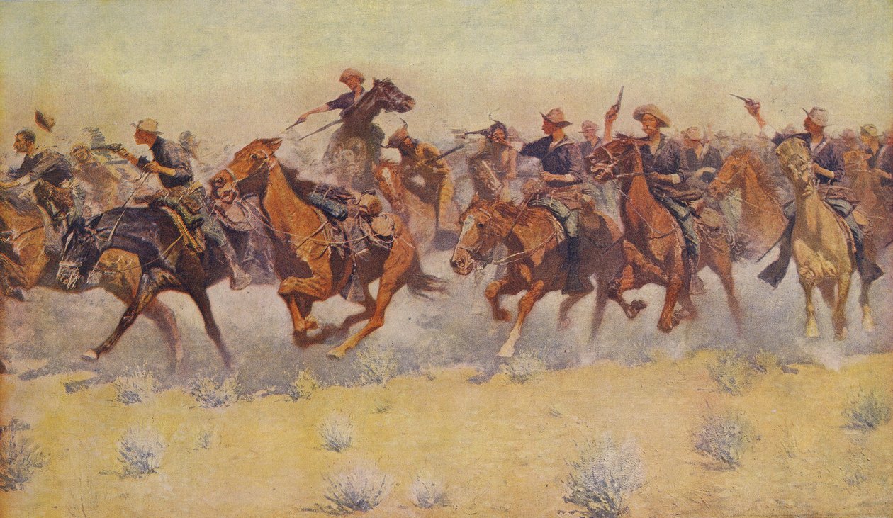 La charge, de Colliers Weekly, pub.1906 - Frederic Remington