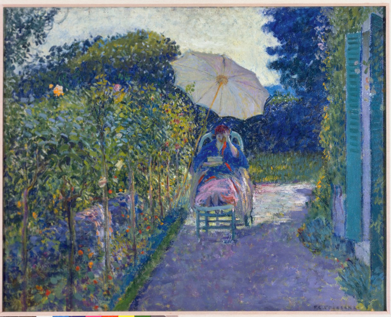 Femme assise dans un jardin, 1914 - Frederick Carl Frieseke