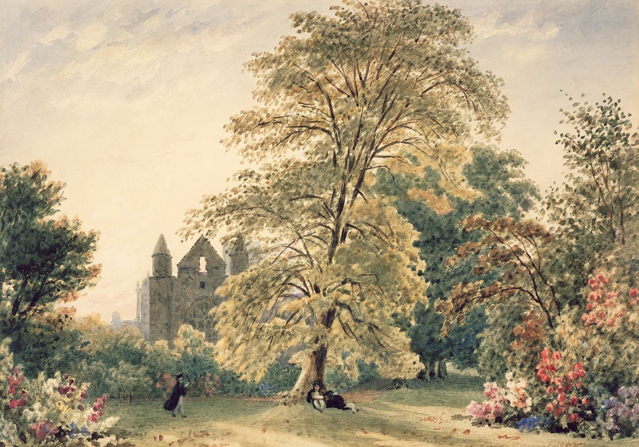 Jardins du New College à Oxford, 1831 - Frederick Nash