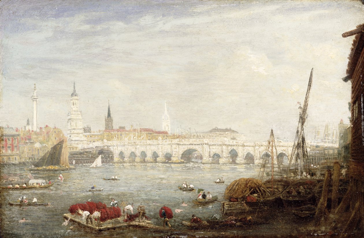Le Monument et le Pont de Londres, c.1820-80 - Frederick Nash