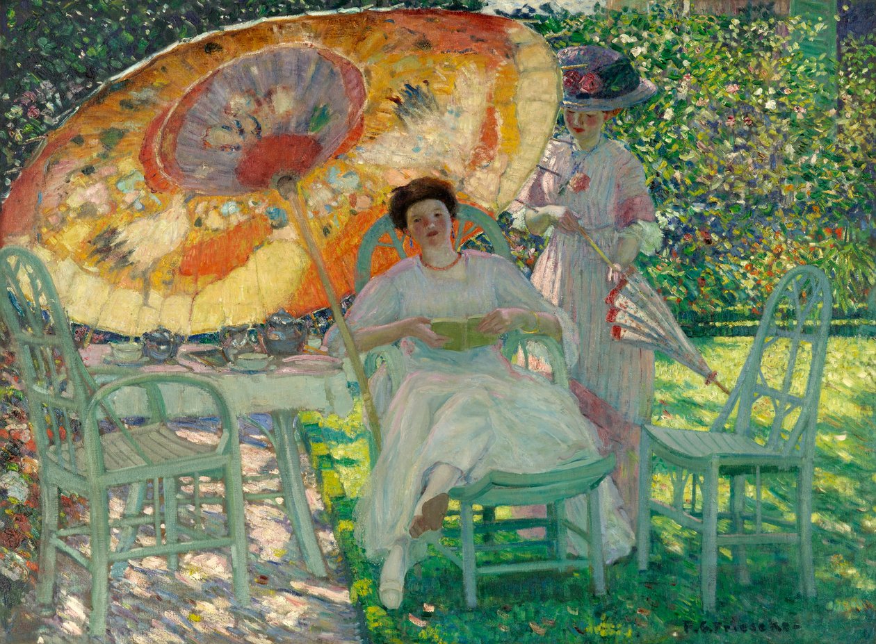 Le parasol de jardin, vers 1910 - Frederick Carl Frieseke