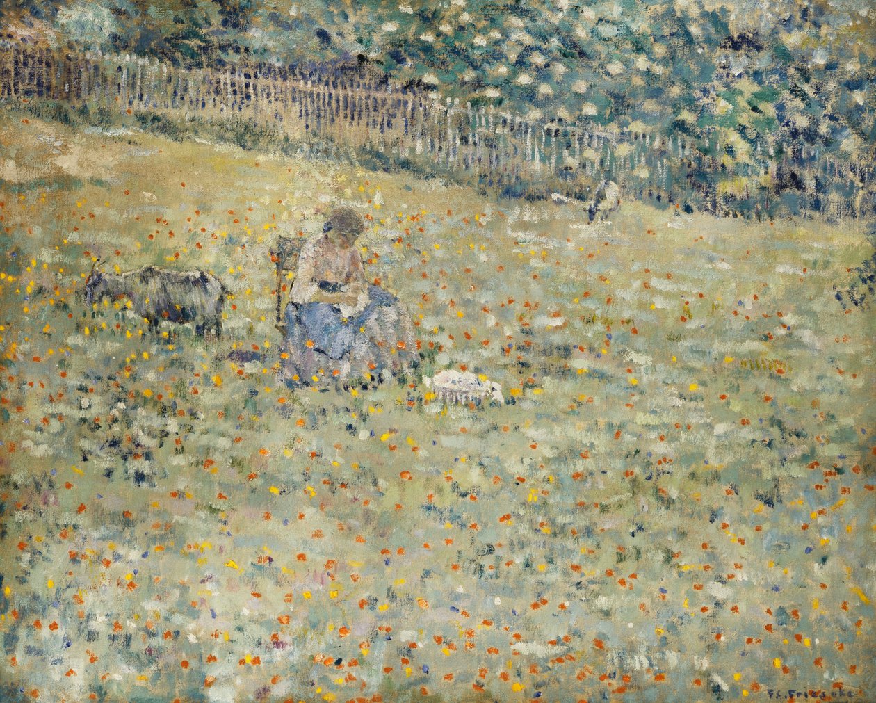 Femme et chèvre - Frederick Carl Frieseke