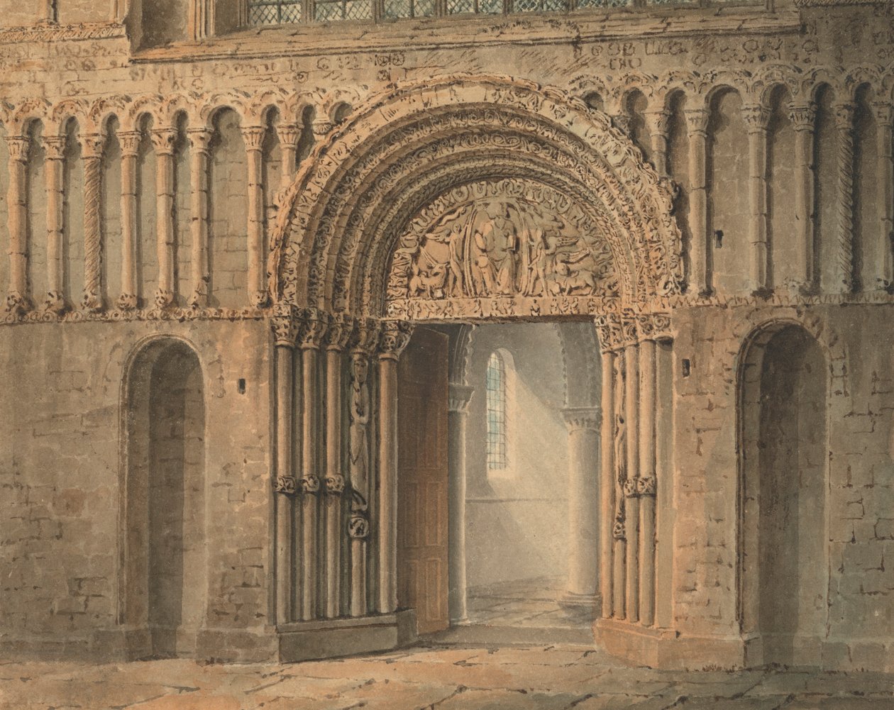 La porte ouest, cathédrale de Rochester, Kent - Frederick Mackenzie