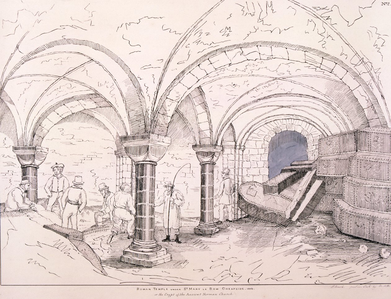 Crypte de St Mary-le-Bow, vers 1819 - Frederick Nash