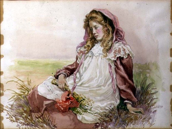 Fille avec des coquelicots - Frederick S. Lewis
