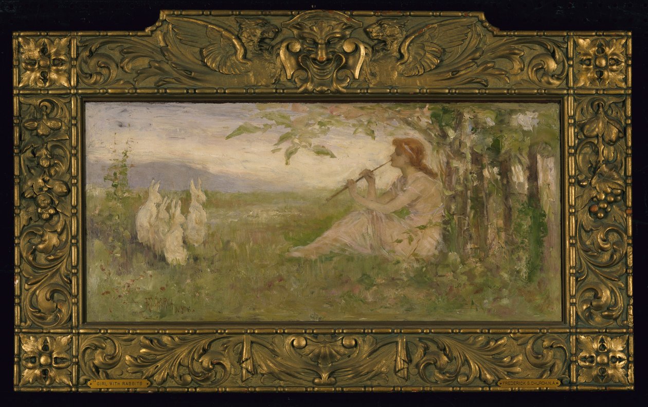 Fille avec des lapins - Frederick Stuart Church