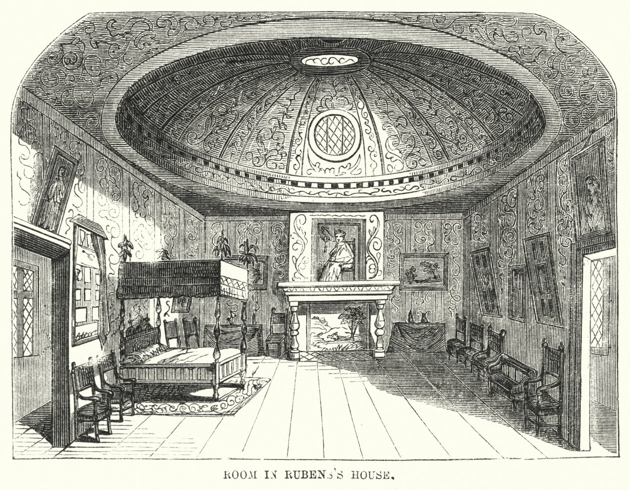 Salle dans la maison de Rubens (gravure) - Frederick William Fairholt