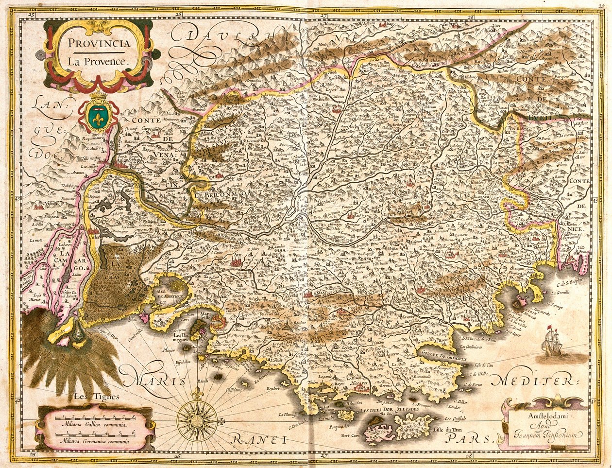 Carte de la Provence (France) (gravure) - Frederick de Wit