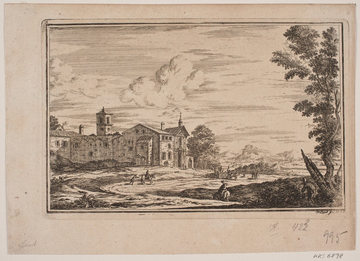 Bâtiment monastique, à gauche dans un paysage italien - Frederik Laub