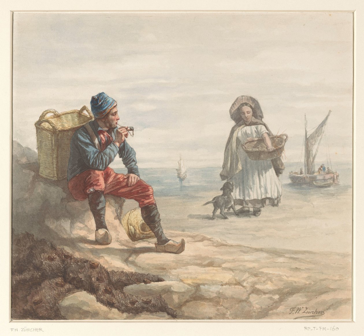 Pêcheurs sur la plage - Frederik Willem Zürcher