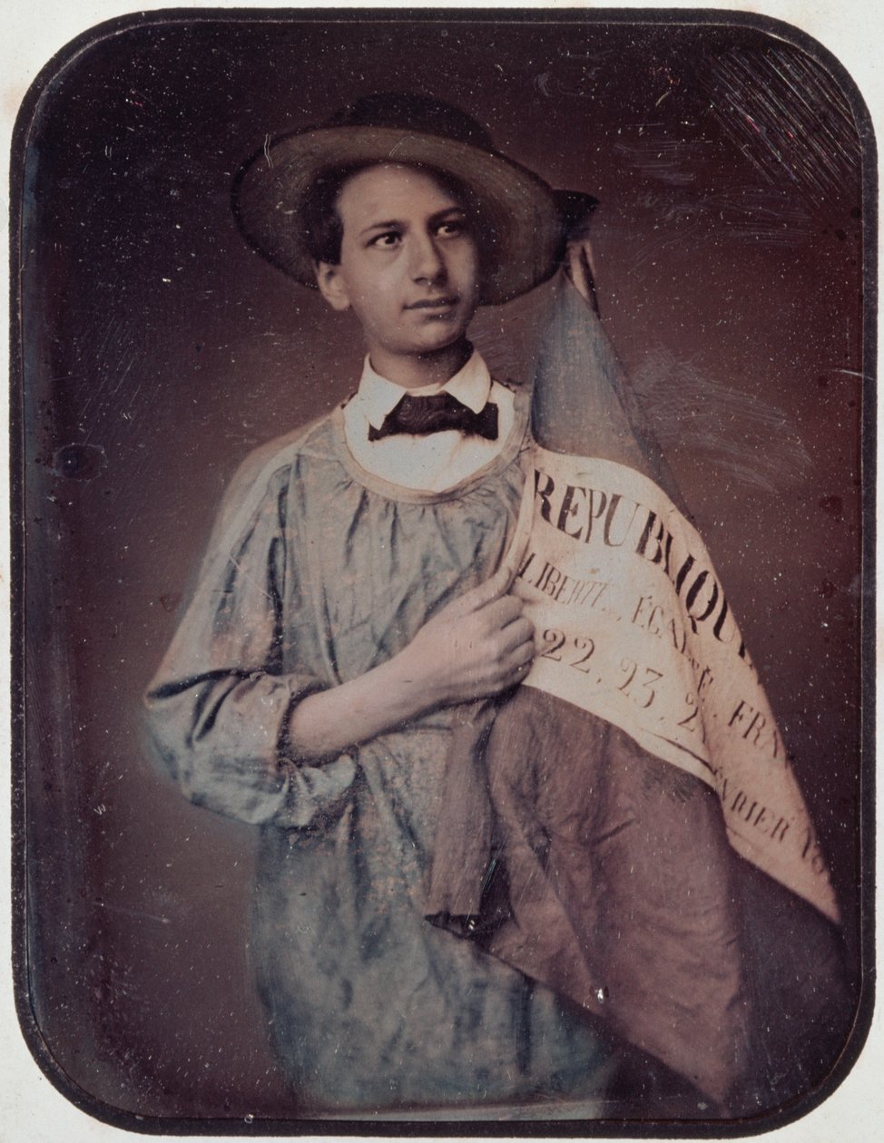 Jeune Homme avec un Drapeau, 1848 - French Photographer