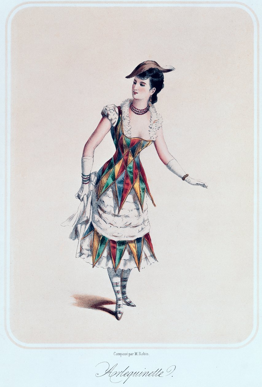 Costume pour une femme arlequin, c.1880 - French School