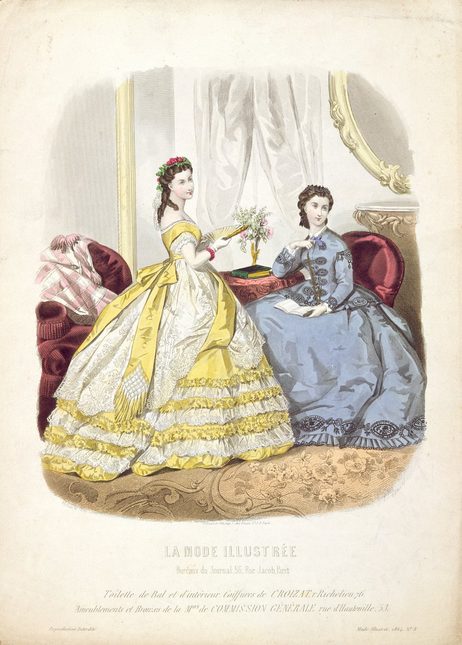 Planche de mode montrant des robes de bal, illustration de 