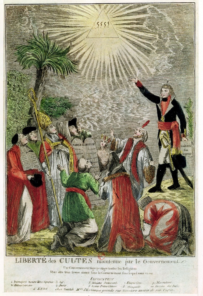 Liberté de culte pendant la période du consulat de Napoléon, représentant Napoléon pointant vers l