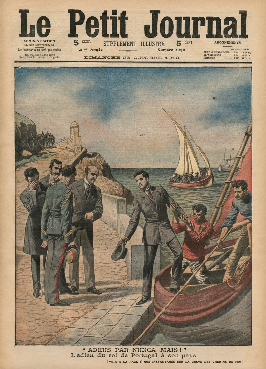 Le roi Manuel II du Portugal faisant ses adieux à son pays, 