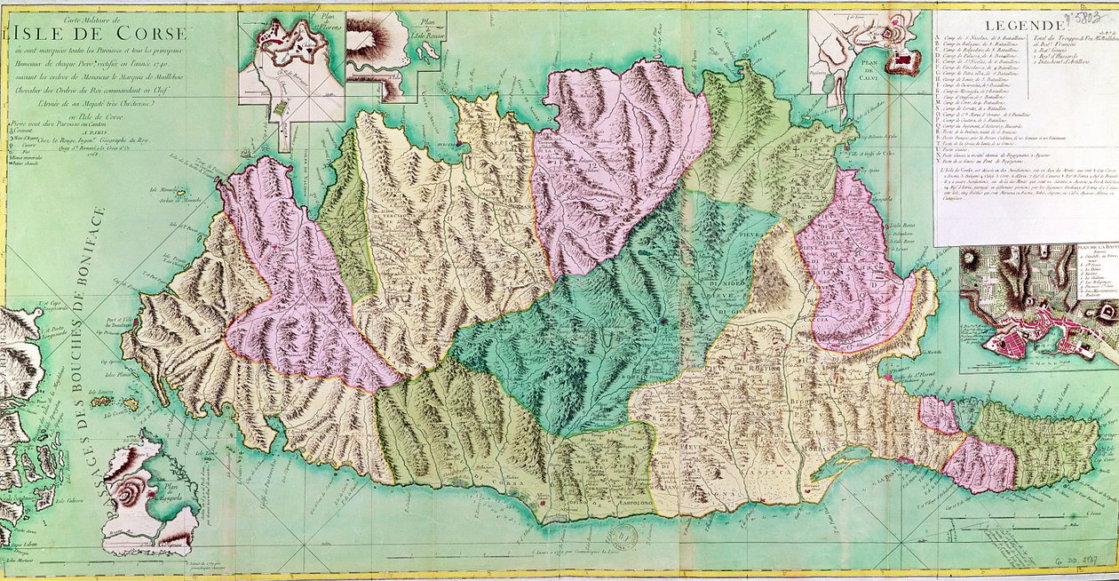 Carte militaire de la Corse, 1768 - French School