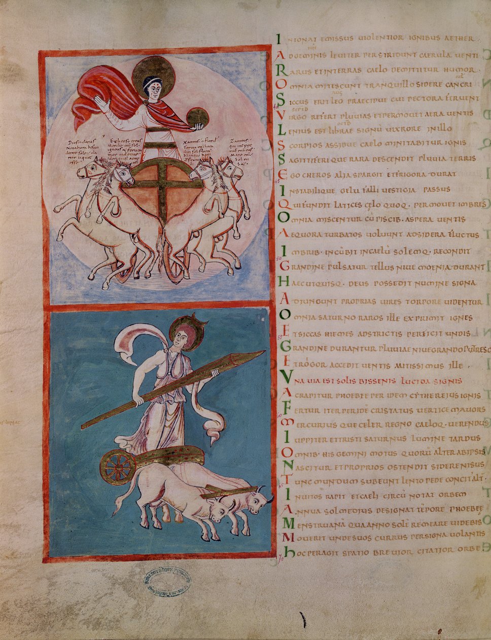 Ms 188 Fol.32v Apollon comme le Soleil et Diane comme la Lune, illustration de 