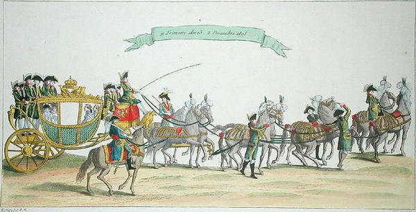 Napoléon Bonaparte (1769-1821) en route vers Notre-Dame pour son couronnement, 2 décembre 1804 - French School
