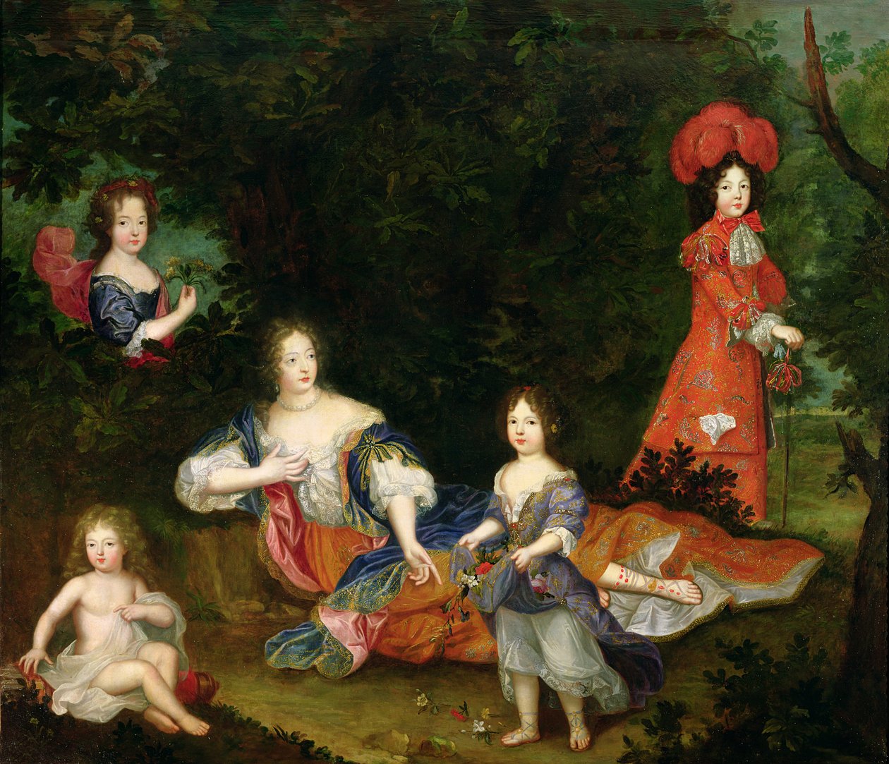 Portrait de Françoise-Athénaïs de Rochechouart-Mortemart (1641-1707) Marquise de Montespan, entourée de ses enfants légitimés - French School