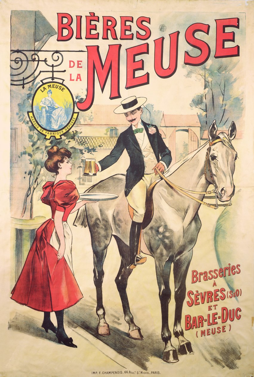 Affiche publicitaire pour les Bières de la Meuse aux Brasseries de Sèvres et Bar-le-Duc - French School